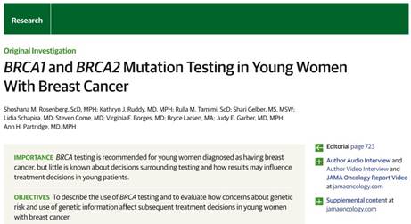 BRCA遺伝子変異検査を受ける40歳以下の乳がん患者が年々増加 JAMA Oncol