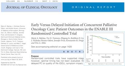 緩和ケアをより早期に実施することにより1年生存率が上昇する可能性　JCO