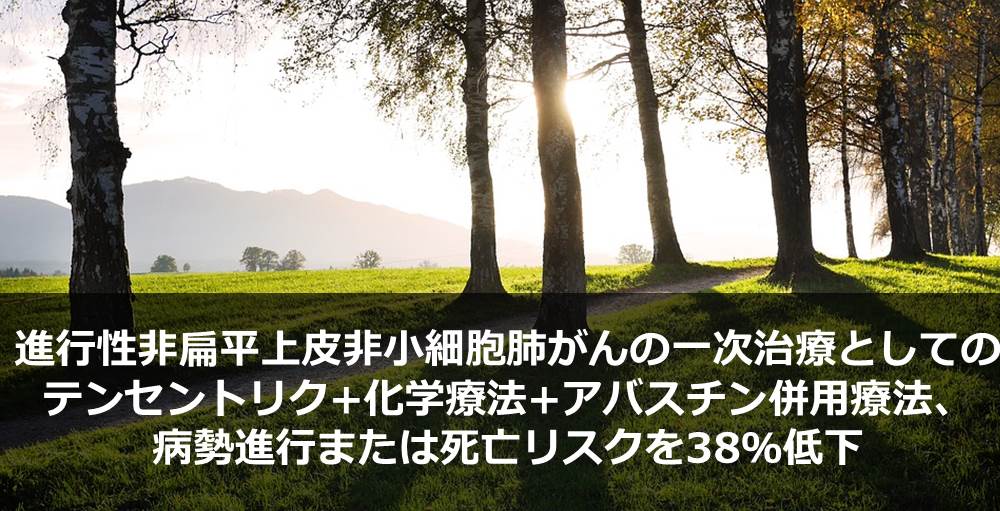 進行性非扁平上皮非小細胞肺がんの一次治療としてのテセントリク+化学療法+アバスチン併用療法、病勢進行または死亡リスクを38％低下