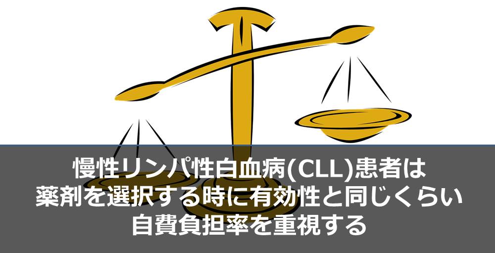 慢性リンパ性白血病(CLL)患者は薬剤を選択する時に有効性と同じくらい自費負担率を重視する